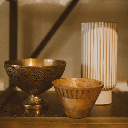 White ribbed vase