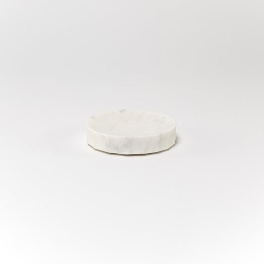 faceted marble soap dish - white
