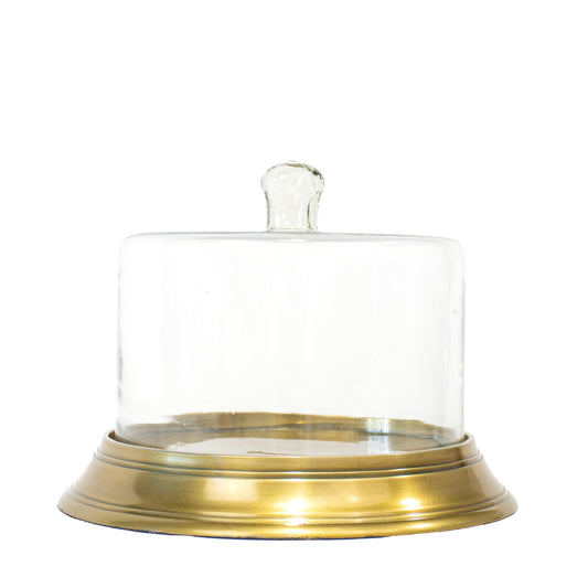 glass cloche w/ antique brass base