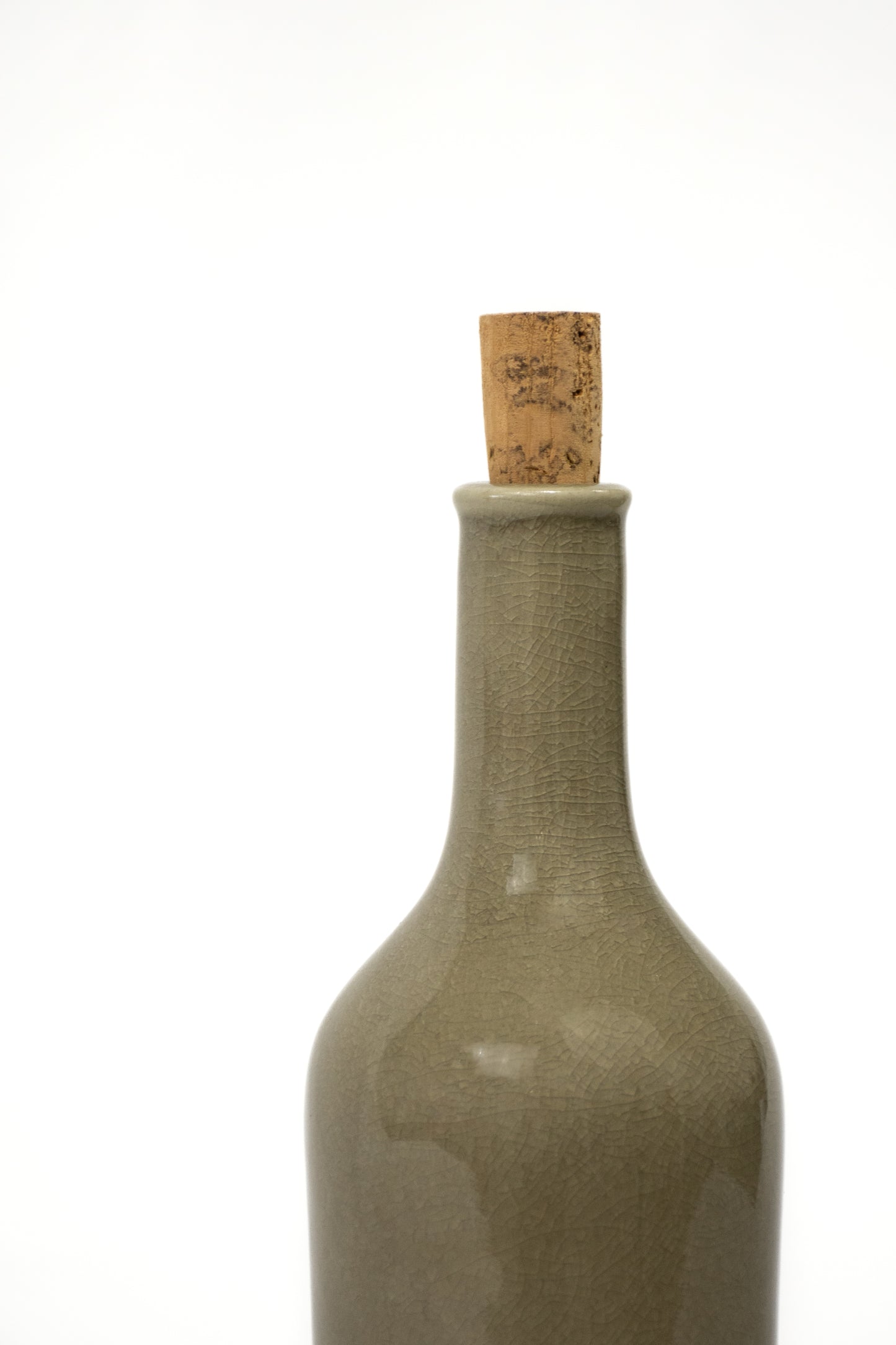 stoneware olive oil bottle - linen